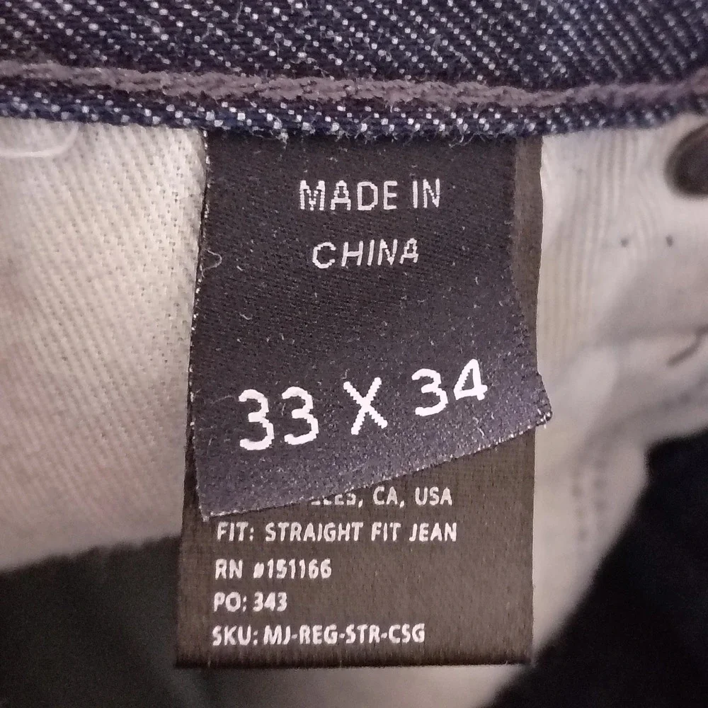DSTLD Mens Straight Fit Selvedge Jeans Dark Indigo Blue 33x34 Button Fly - 34x33
